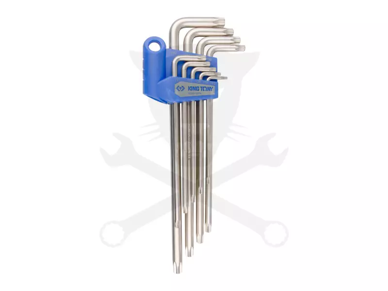 Torxkulcs "L" alakú készlet 09 db-os lyukas torx, hosszú KingT