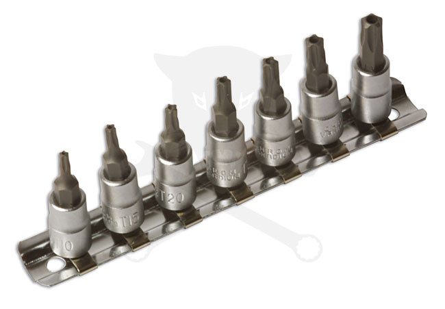 Bit készlet 5 ágú, lyukas-torx TS bit készlet 7 db-os 1/4" - Laser