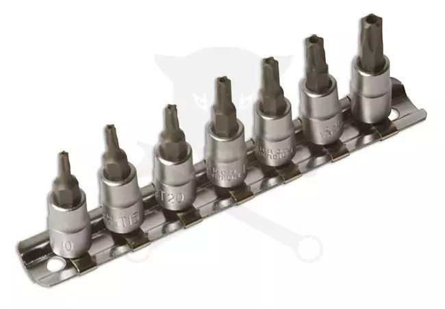 Bit készlet 5 ágú, lyukas-torx TS bit készlet 7 db-os 1/4" - Laser