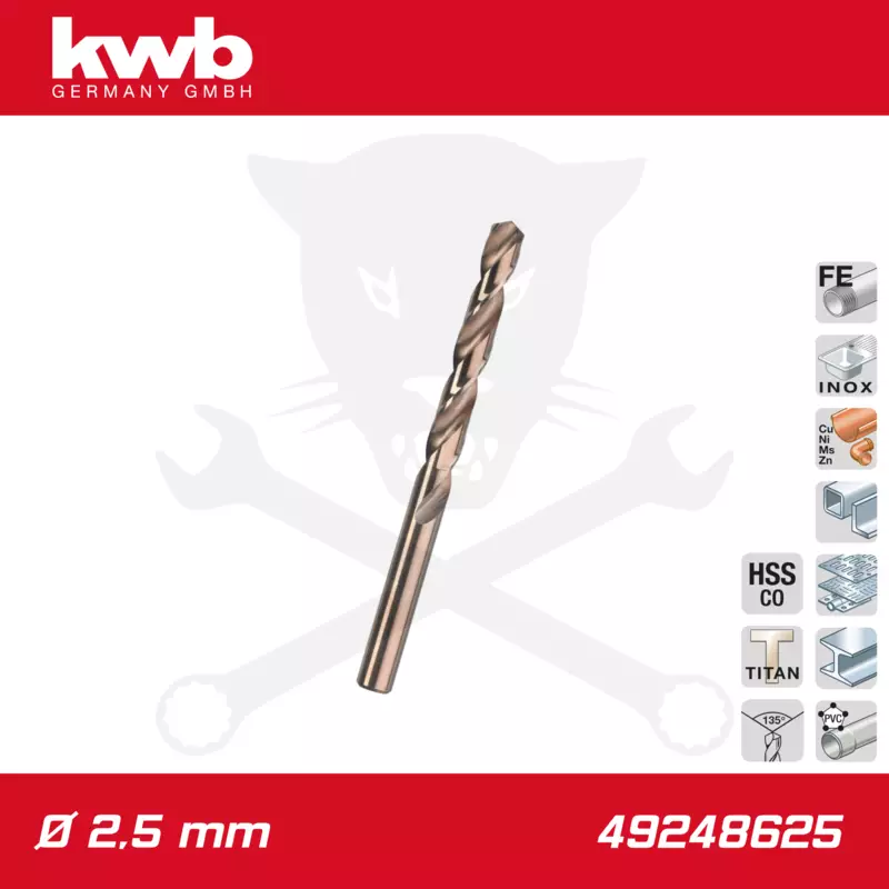 Csigafúró 2,5 mm HSS-G Co5 DIN 338 Twist, profi - KWB