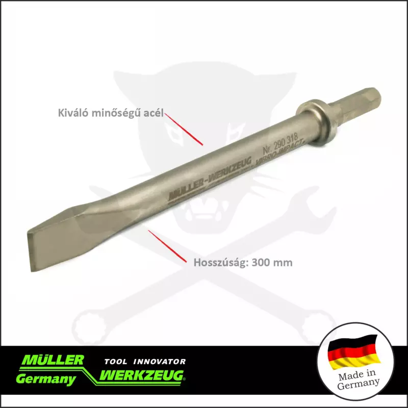 Vibro kalapács XL-hez 1 db Lapos Vésőszár  L300 mm - MÜLLER