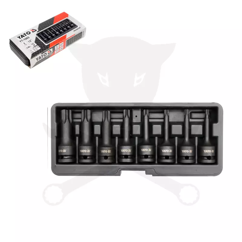 Légkulcsfej készlet 1/2" Torx h. T30-T80 üthető 8 db-os - Yato