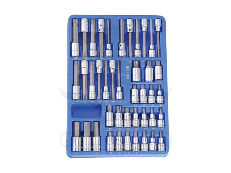 Tálcás Genius rátűzőkucs készlet 1/2" imbusz, torx, XZN 42 db-os - 1/2
