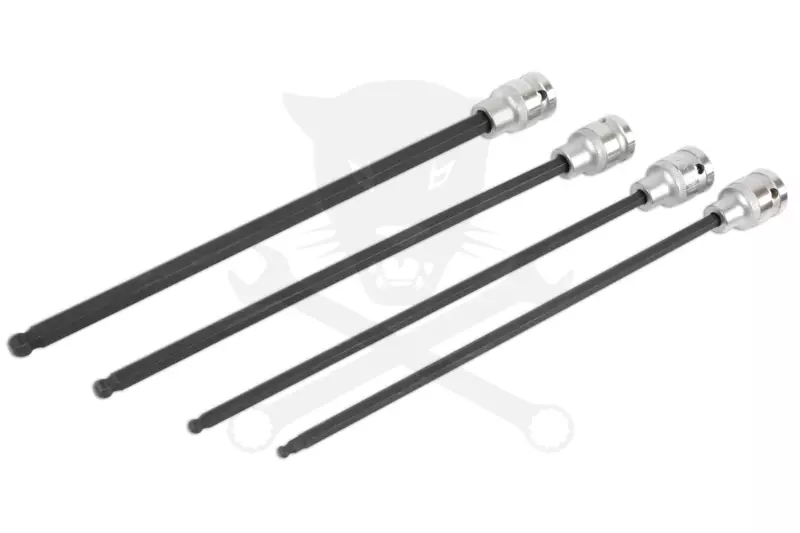 Rátűzőkulcs készlet 1/2" 4 db-os gömbvég extra hosszú 288 mm 5-6-8-10 mm