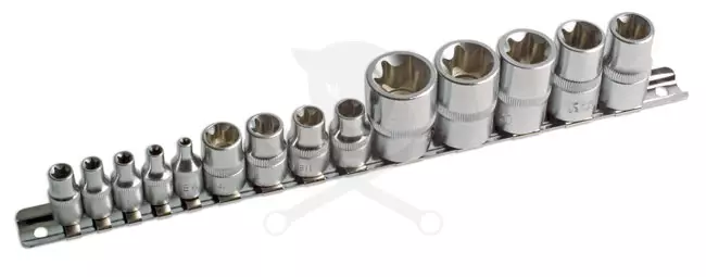 Dugókulcs - crowafej készlet 1/2"-3/8"-1/4" belső torx 14 db-os E4 - E24