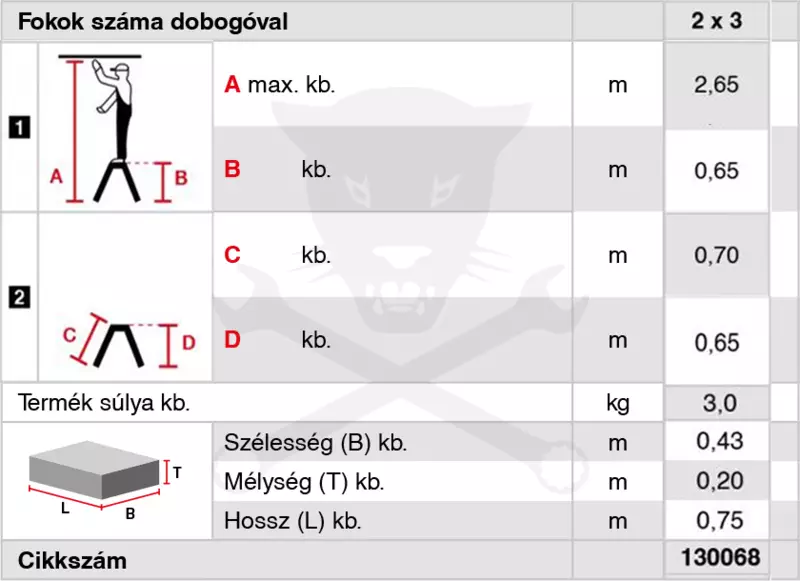 Fellépő ALU lépcsőfokos két oldalon járható gurulós 2x3 - ROLLY