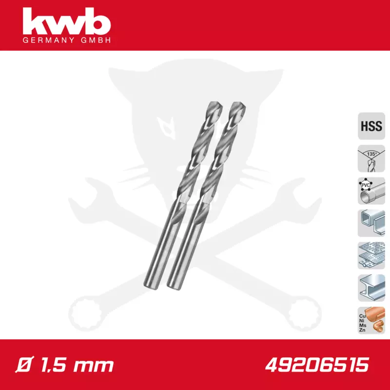 Csigafúró  1,5 mm HSS-G DIN 338 Silver Star, profi 2 db-os - KWB