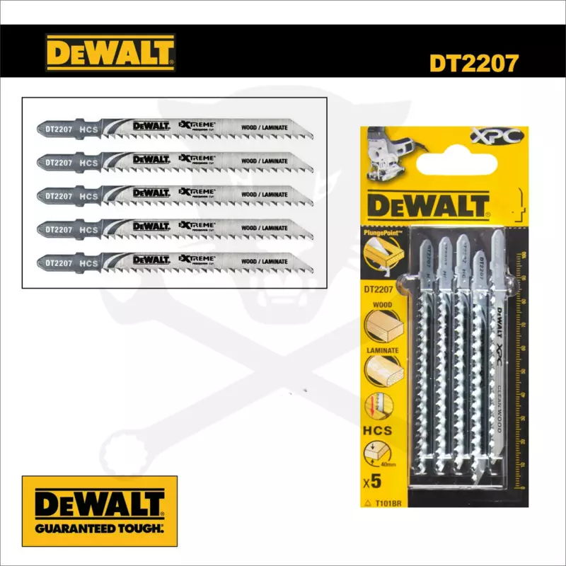 Fűrészlap dekopírfűrészhez, fára 100 mm 2.5T - 5db - DeWalt