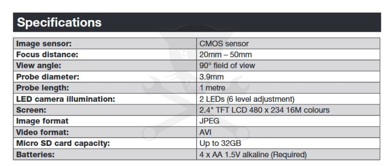 Videoszkóp - inspekciós kamera  3.9 mm-es x 1000 mm - Laser Tools