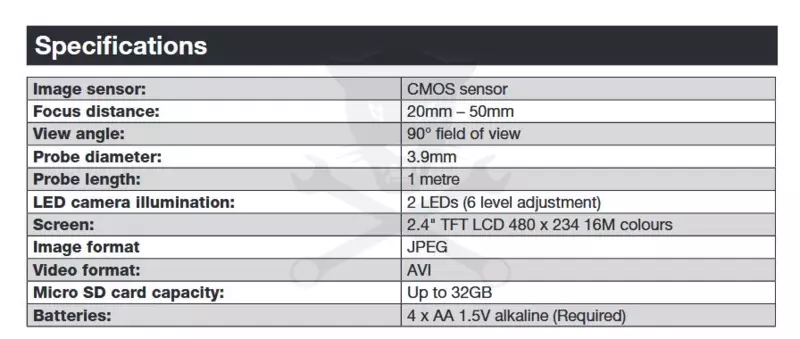 Videoszkóp - inspekciós kamera 3.9 mm-es x 1000 mm - Laser Tools