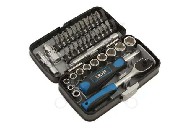 Dugókulcs készlet 1/4" 6 lap 5.5-14 mm + bithegyek 38 db-os LASER