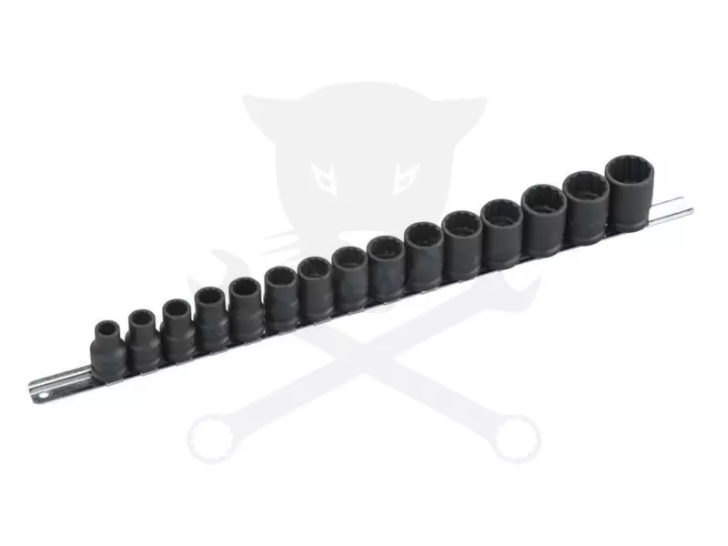 Légkulcsfej készlet 1/2" 15 db 10-24 mm metrikus rövid 12 l. - Genius