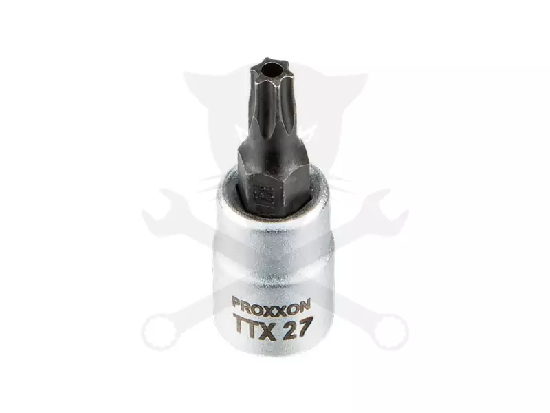Rátűzőkulcs - crowa+bit 1/4" torx, furatos T27 Proxxon