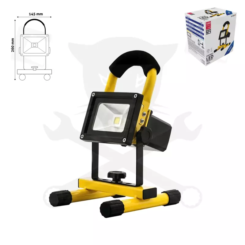 Fényvető (reflektor) hordozható IP65, COB LED-es 6400K 10W akkus
