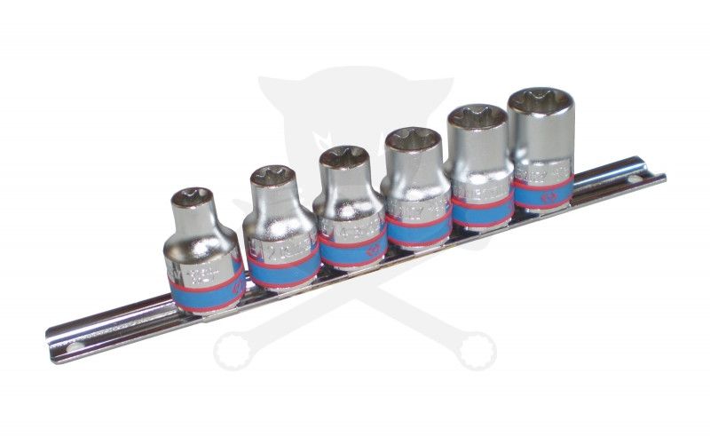 Dugókulcs - crowafej készlet 1/2" belső torx E10-E20 6 db-os