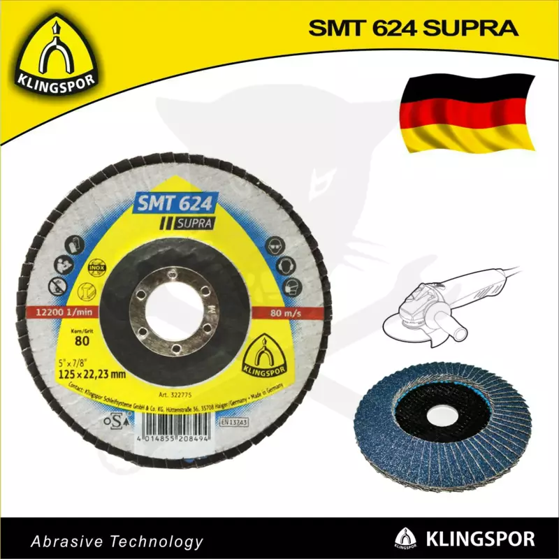 Csiszolótányér, lamellás 125 mm P80 - acél és színesfém - Klingspor