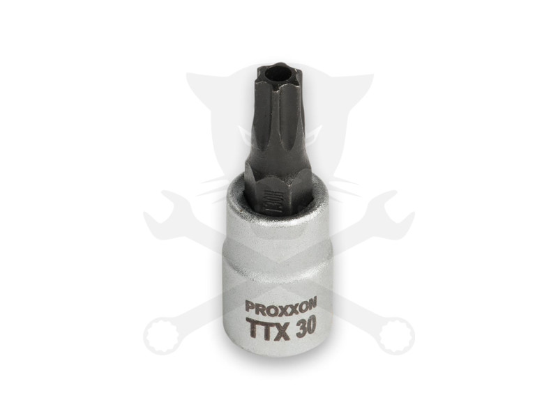 Rátűzőkulcs - crowa+bit 1/4" torx, furatos T30 Proxxon