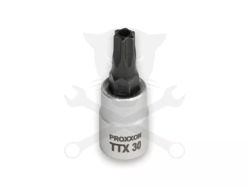Rátűzőkulcs - crowa+bit 1/4" torx, furatos T30 Proxxon