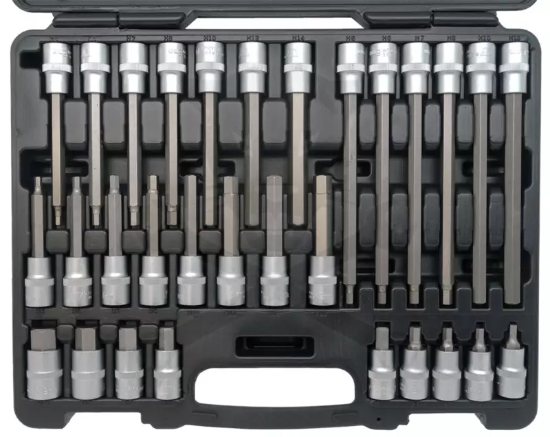 Rátűzőkulcs - crowa+bit készlet 1/2" 30 db-os Imbusz - Welzh