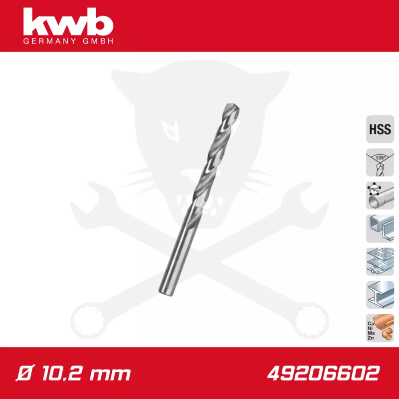 Csigafúró 10,2 mm HSS-G DIN 338 Silver Star, profi - KWB