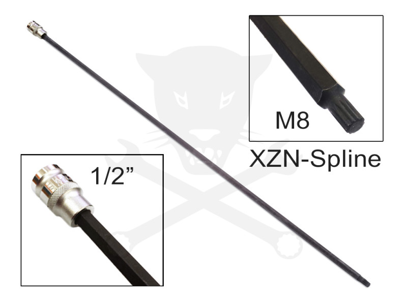 Rátűzőkulcs - crowa+bit 1/2" XZN - Spline -  M8x800 mm extra h  Laser