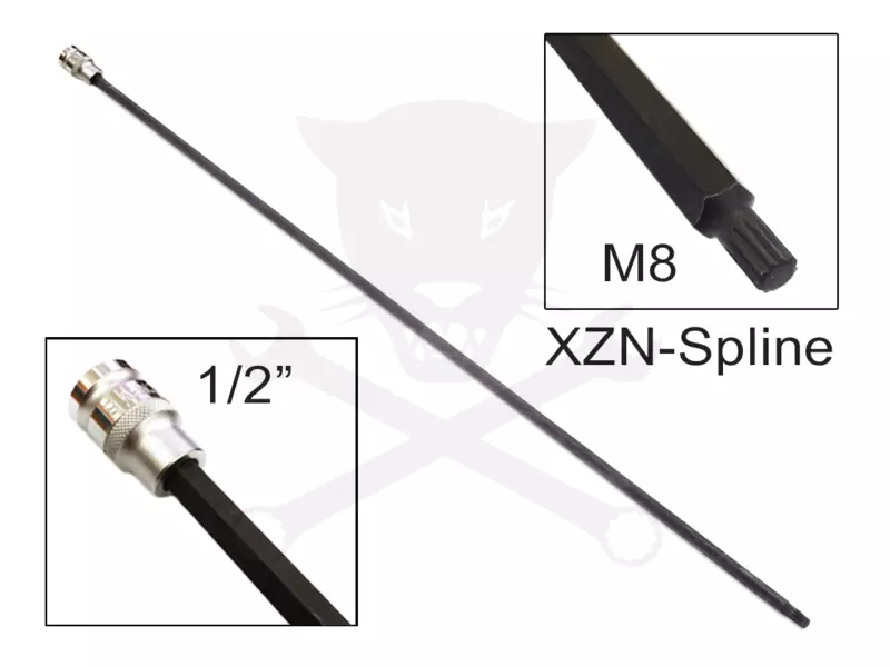 Rátűzőkulcs - crowa+bit 1/2" XZN - Spline -  M8x800 mm extra h  Laser
