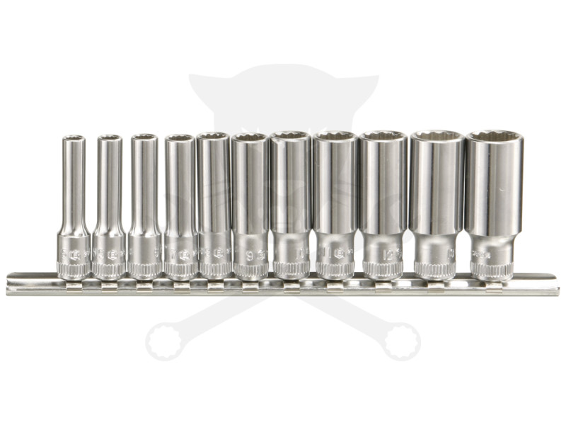 Dugókulcs - crowafej készlet 1/4" 12 szögű hosszú 5.5-14 mm 11 db Genius