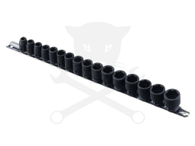 Légkulcsfej készlet 3/8" 16 db 7-22 mm metrikus rövid 6 lapú - Genius