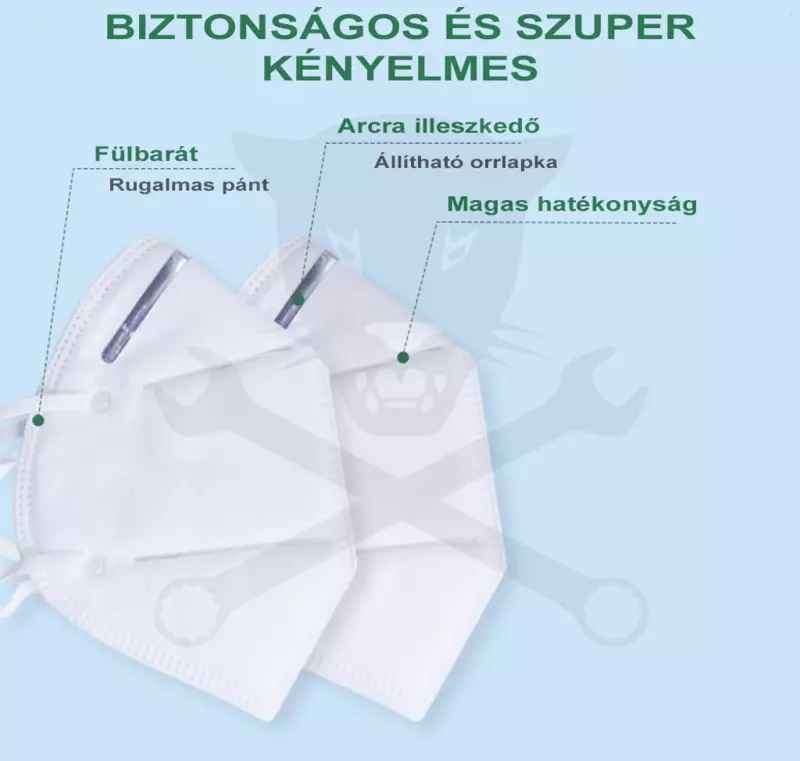 Arcmaszk - szájmaszk - FFP2 - KN95 szelep nélkül -fülpánt XHH-KN95 RAKTÁRON BF22