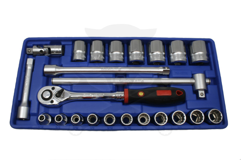 Tálcás Genius dugókulcs készlet 12 szögű COLOS rövid 1/2" 23 db-os - 1/3