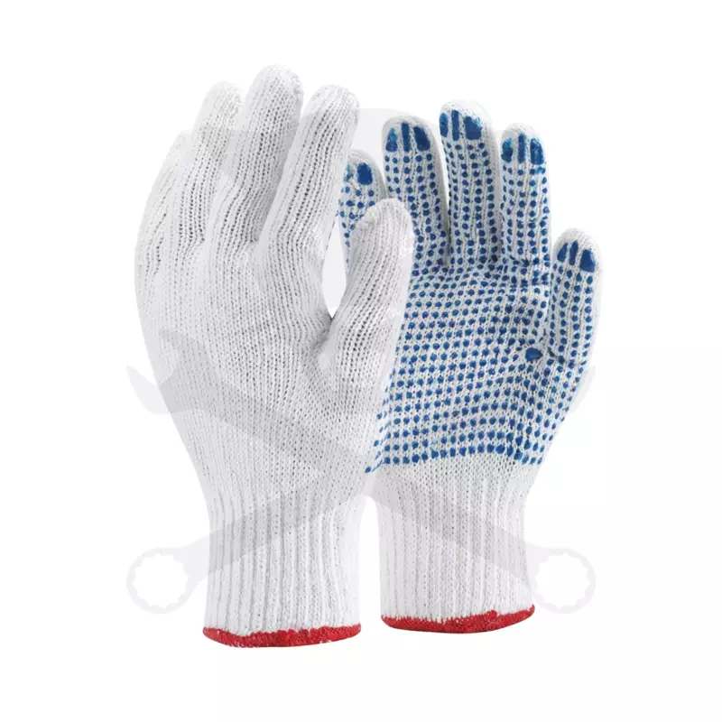 Kesztyű pöttyös kék pontozott pamut 10/XL-es