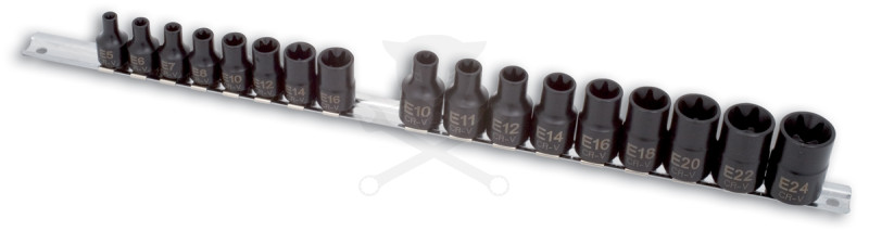 Légkulcsfej készlet 1/2"-3/8" belső torx E5 - E24 17 db-os - Laser