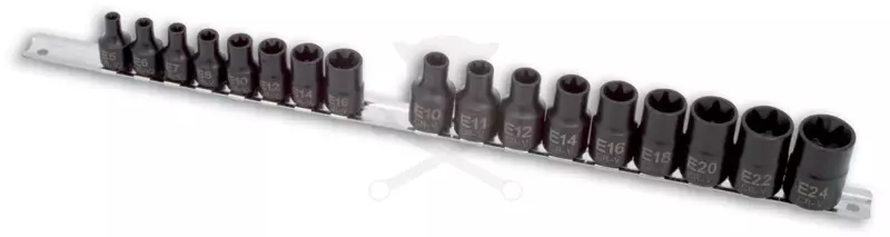 Légkulcsfej készlet 1/2"-3/8" belső torx E5 - E24 17 db-os - Laser