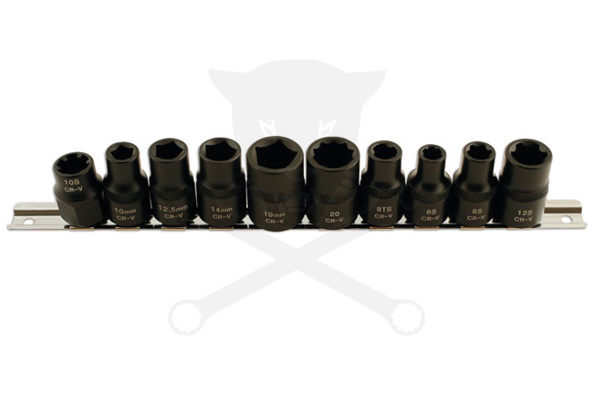 Autóipari speciális dugókulcs készlet 1/2" 10 db-os 3-5-6-10-12 lapú