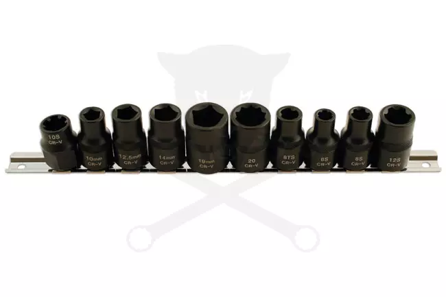 Autóipari speciális dugókulcs készlet 1/2" 10 db-os 3-5-6-10-12 lapú
