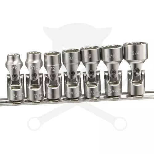 Dugókulcs - crowafej készlet 3/8" 12 sz. csuklós, COLOS 7 db-os 3/8"-3/4"