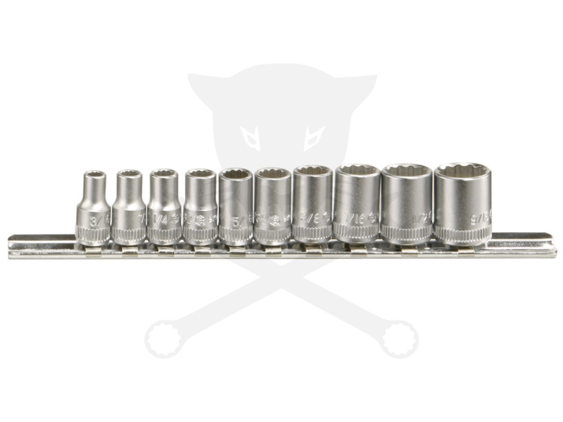 Dugókulcs - crowafej készlet 1/4" 12 szögű COLOS rövid 10 db-os Genius