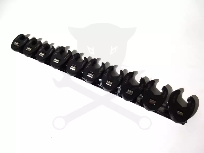 Villáskulcs adapter készlet nyitott 3/8" 10 db-os 10-19 mm "Crowfoot"