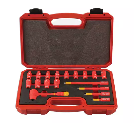Dugókulcs készlet VDE 1000 V Szigetelt/Hibrid szerszám készlet1/4" 18 db-os
