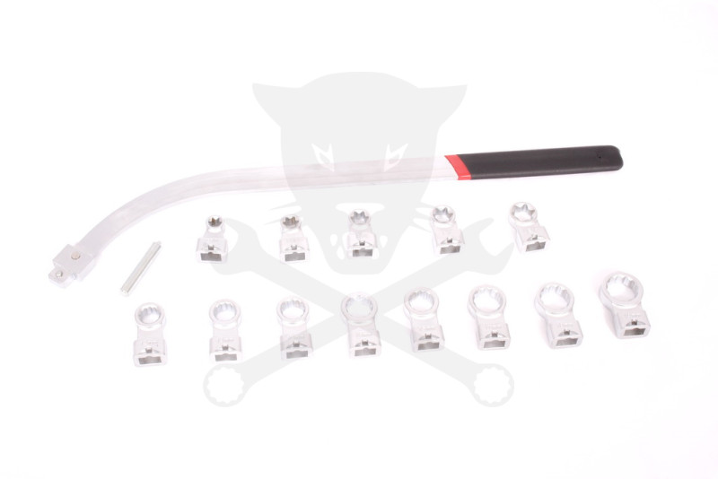 Ékszíjszerelő készlet hajlított hosszú 15 db-os 12 lapú Csillag+E-torx