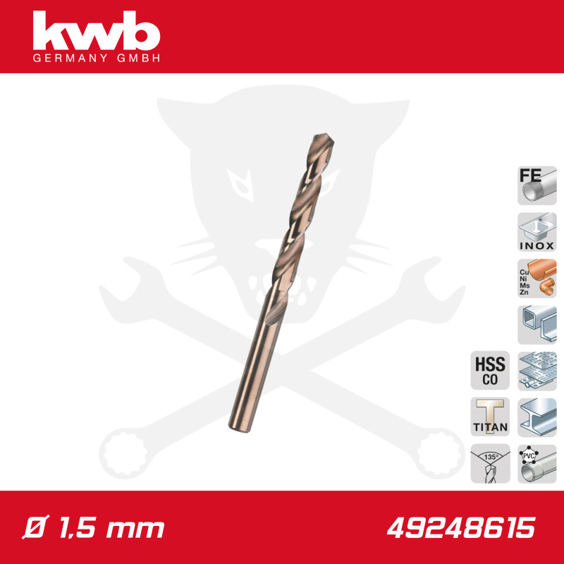 Csigafúró 1,5 mm HSS-G Co5 DIN 338 Twist, profi - KWB