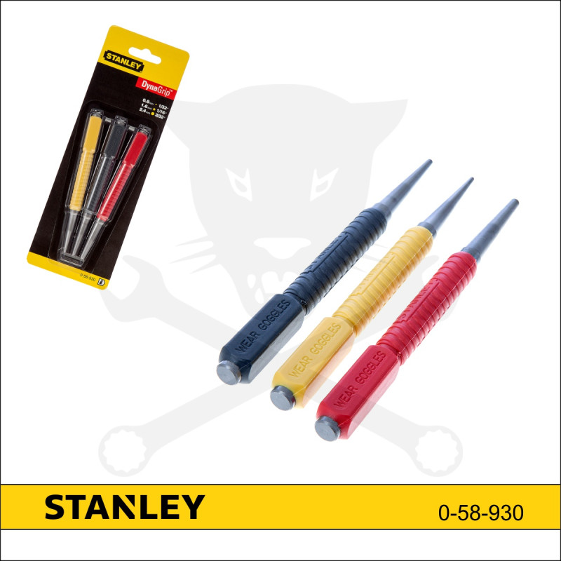 Csapkiütő készlet 3 db-os 0.8-2.4 mm - színkódolt - Stanley