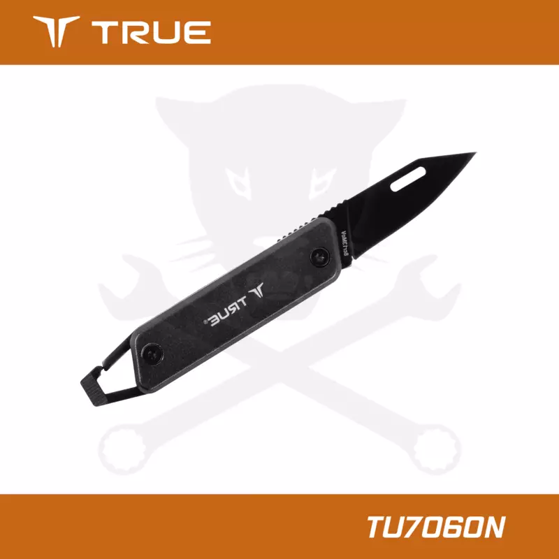 Vágókés, összecsukható Modern Keychain Knife - Fekete - True