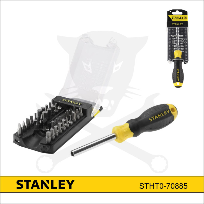 Bit készlet 35 db-os, nyelezett behajtóval - Stanley