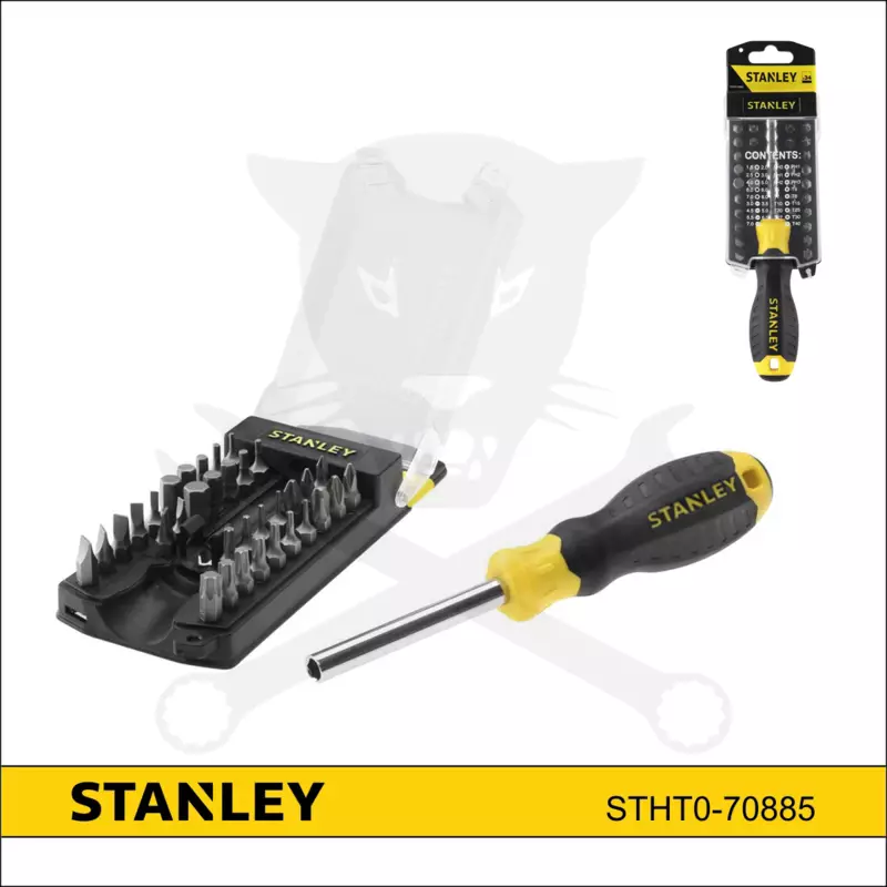 Bit készlet 35 db-os, nyelezett behajtóval - Stanley
