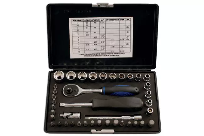 Dugókulcs - crowafej készlet 1/4" Gear Lock - Alldrive 40 db+Bitek -TS20
