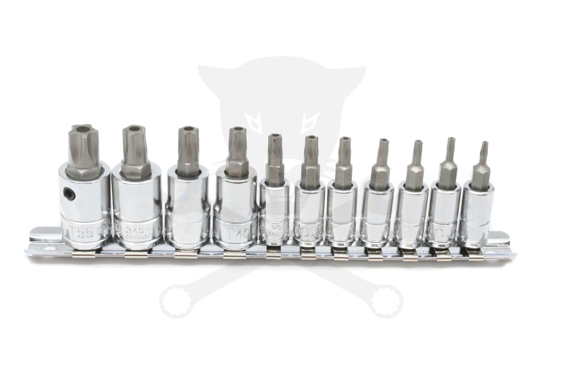 Bit készlet torx 5 ágú-lyukas 11 db-os 1/4"-3/8" Genius