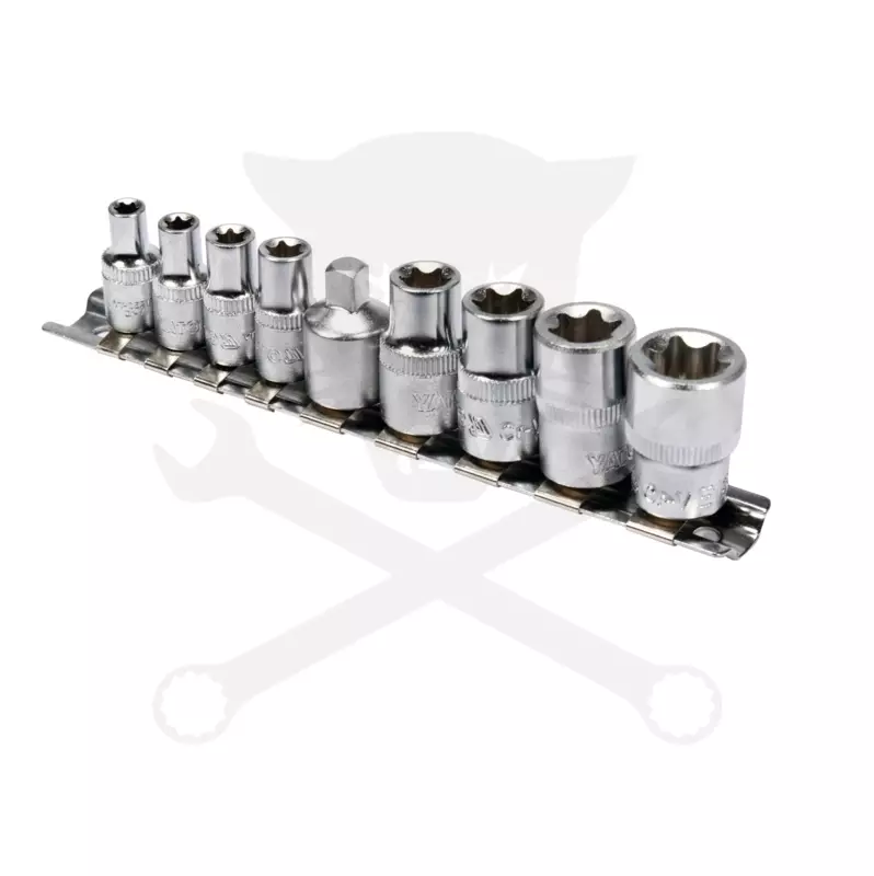 Dugókulcs - crowafej készlet 1/4" belső E-torx 9 db-os - Genius