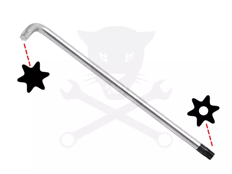 Torxkulcs "L" alakú extra hosszú T45 torx-lyukas torx - BGS