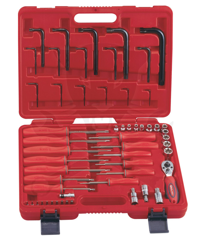 Torx készlet belső-külső + torx csavarhúzó 56 db-os Genius